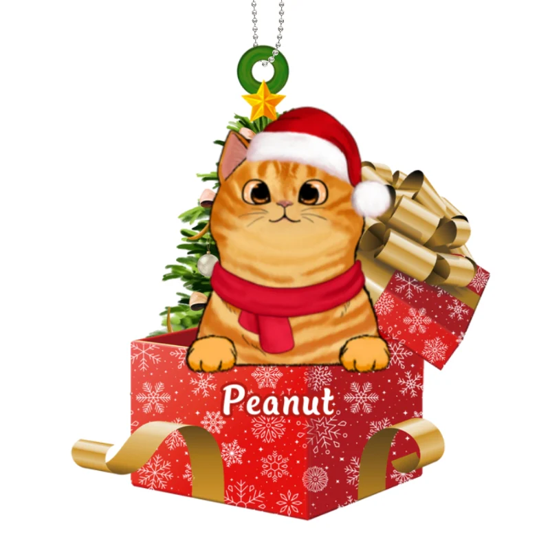 Peeking Cats On Christmas Gifts Personalized Wooden Ornament - Image 4