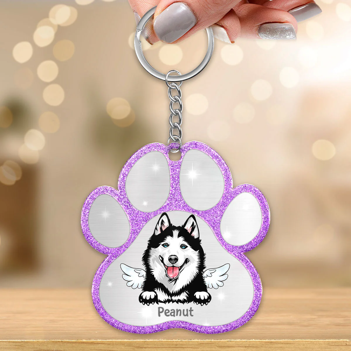 Peeking Dog Cat Paw Personalized Acrylic Keychain - Gift For Pet Lover