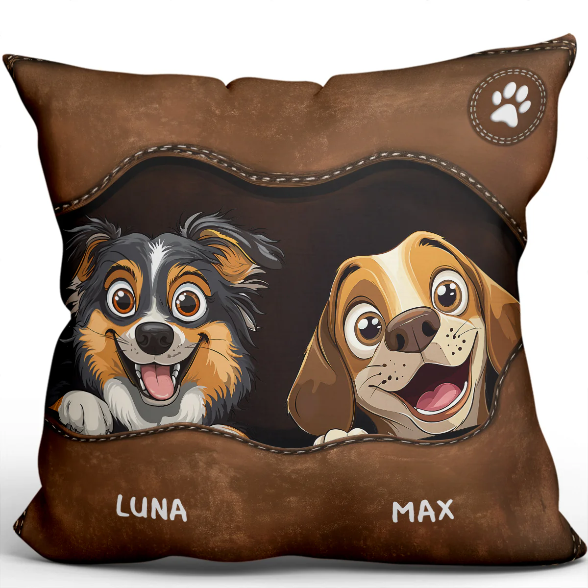 Peeking Dog From The Inside Personalized Pillow, Leather Effect, Gift for Dog Mom Dog Dad - Image 4