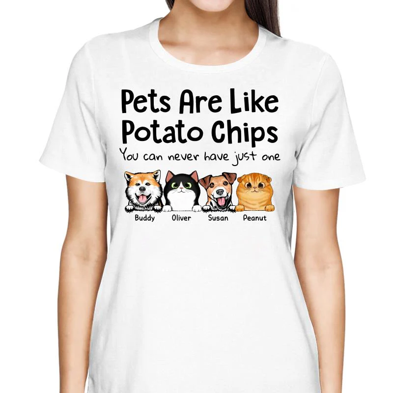 Peeking Dogs Cats Like Potato Chips Personalized Shirt - Image 2