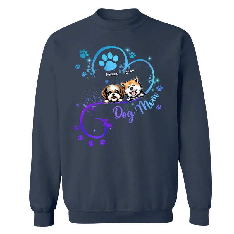 Peeking Dogs Dog Mom Heart Splash Personalized Shirt - Image 15