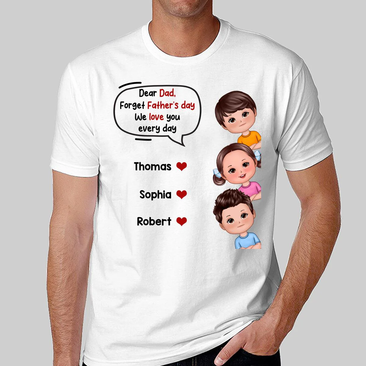 Peeking Doll Kids Happy Father‘s Day Personalized Shirt - Image 2