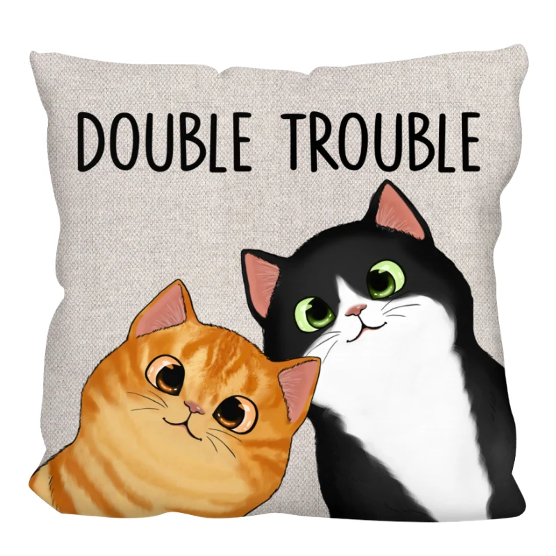 Peeking Fluffy Cat Double Trouble Personalized Pillow - Image 6