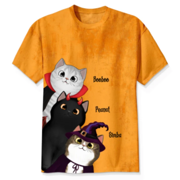 Peeking Halloween Cats Spooky Vibe - Personalized 3D Shirt - Image 13