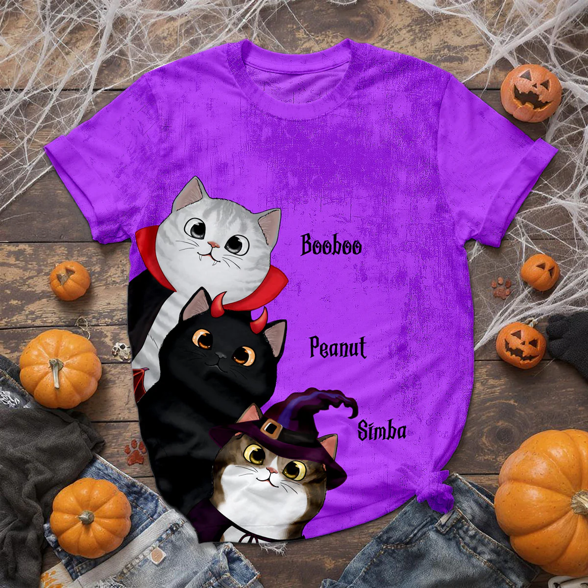 Peeking Halloween Cats Spooky Vibe - Personalized 3D Shirt - Image 7