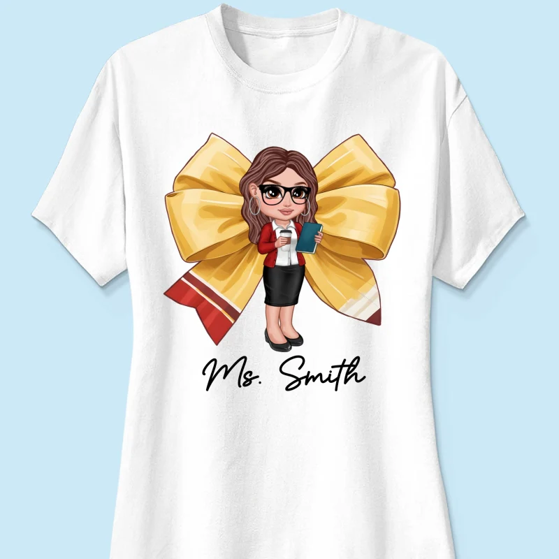 Pencil Coquette Bow Personalized Shirt, Appreciation Gift For Teacher - Image 11