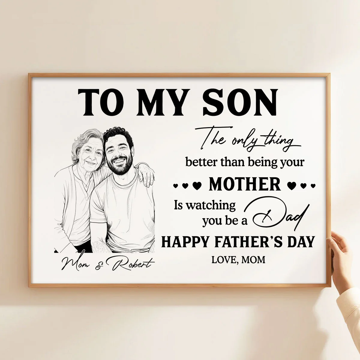Pencil Sketch Art Style To My Son From Mom - Personalized Poster - Father's Day Gift For Son - Image 5