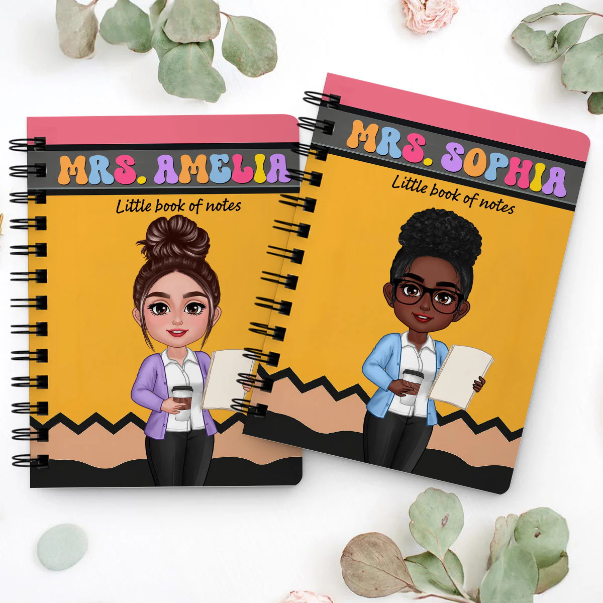Pencil Themed Teacher With Name Personalized Spiral Notebook Journal, Back To School Stationery - Image 10