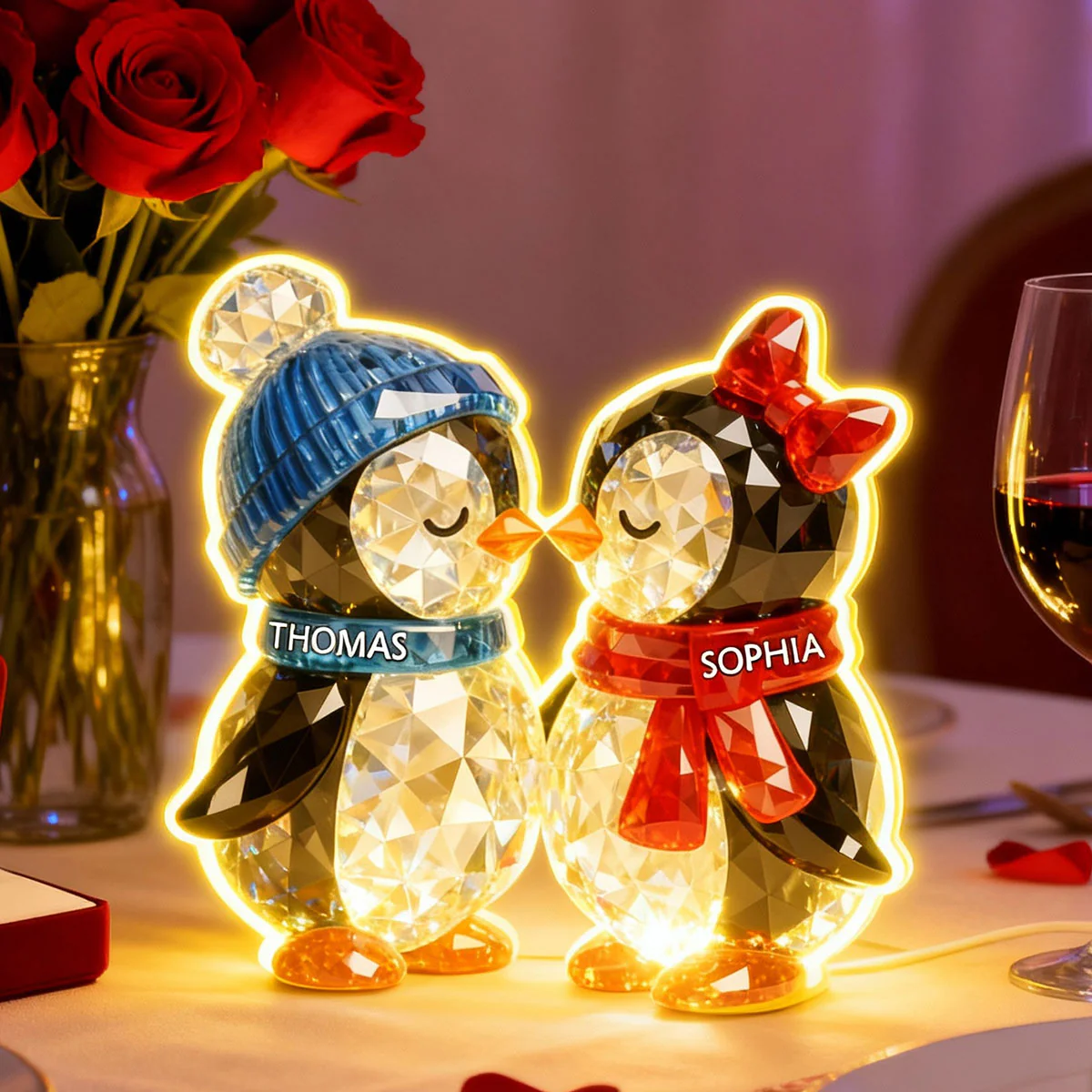 Penguin Couple Eternal Love - Personalized Light Box - Gift for Him, Gift for Her - Image 3