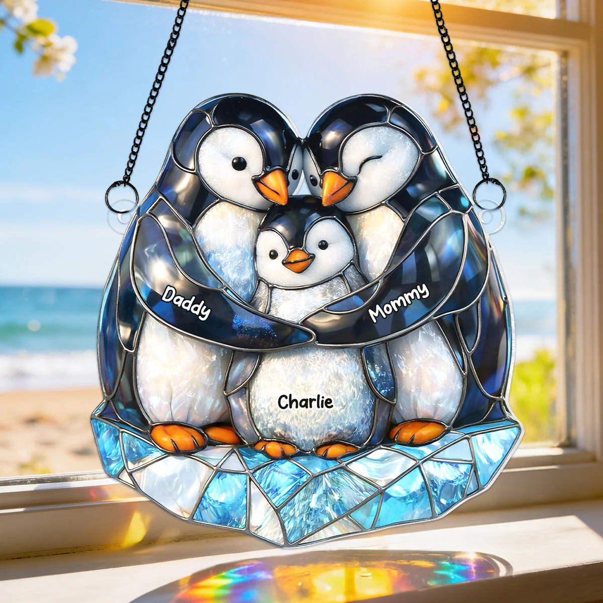 Penguin Family - Personalized Acrylic Suncatcher - Heartfelt Mother's Day Gift for Mom - Image 2