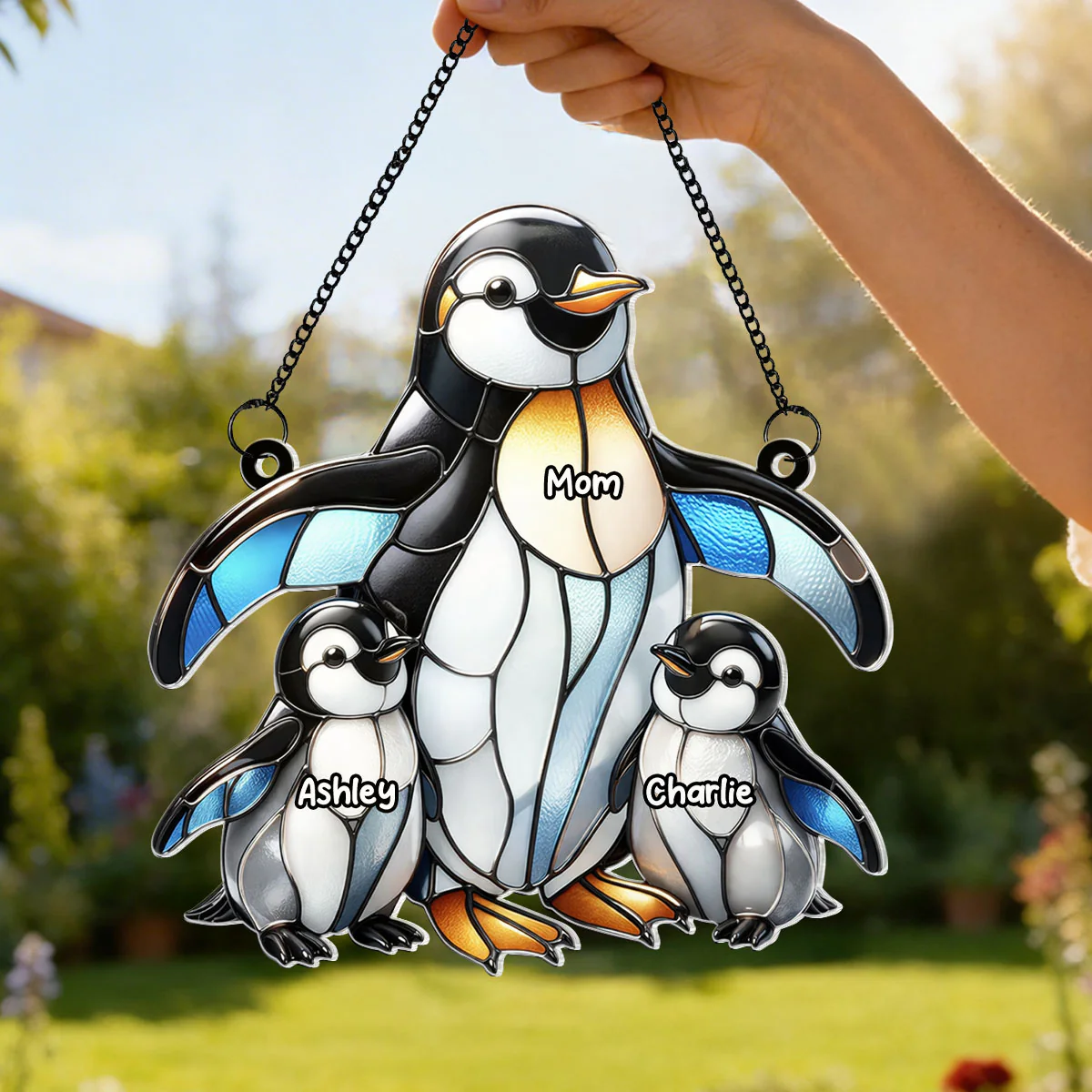 Penguin Mom and Kids - Personalized Acrylic Suncatcher - Mother's Day Gift for Mom, Wife - Image 3