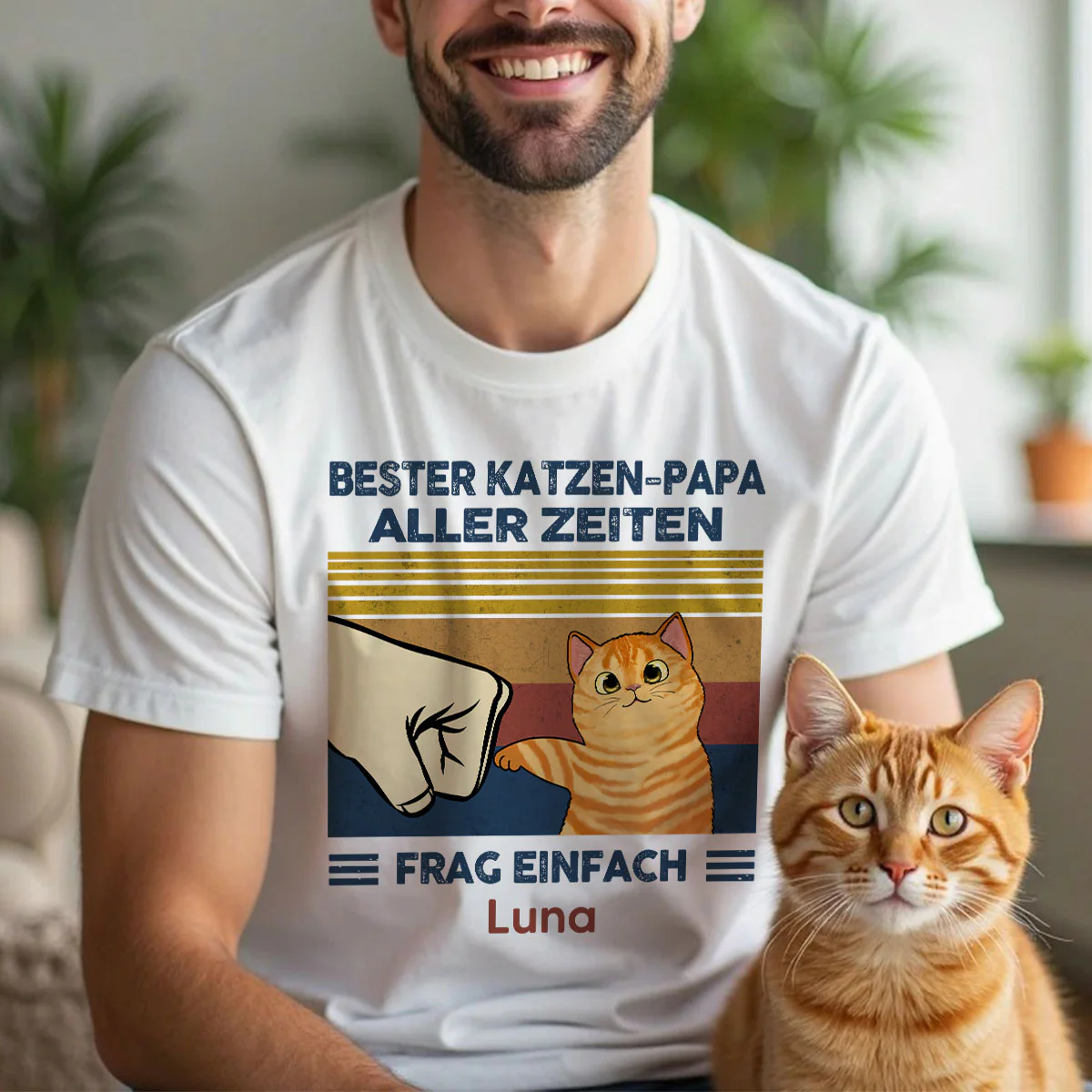 Perfektes Geschenk für Katzenväter – Personalisiertes T-Shirt mit Katzen-Faustgruß - Image 2