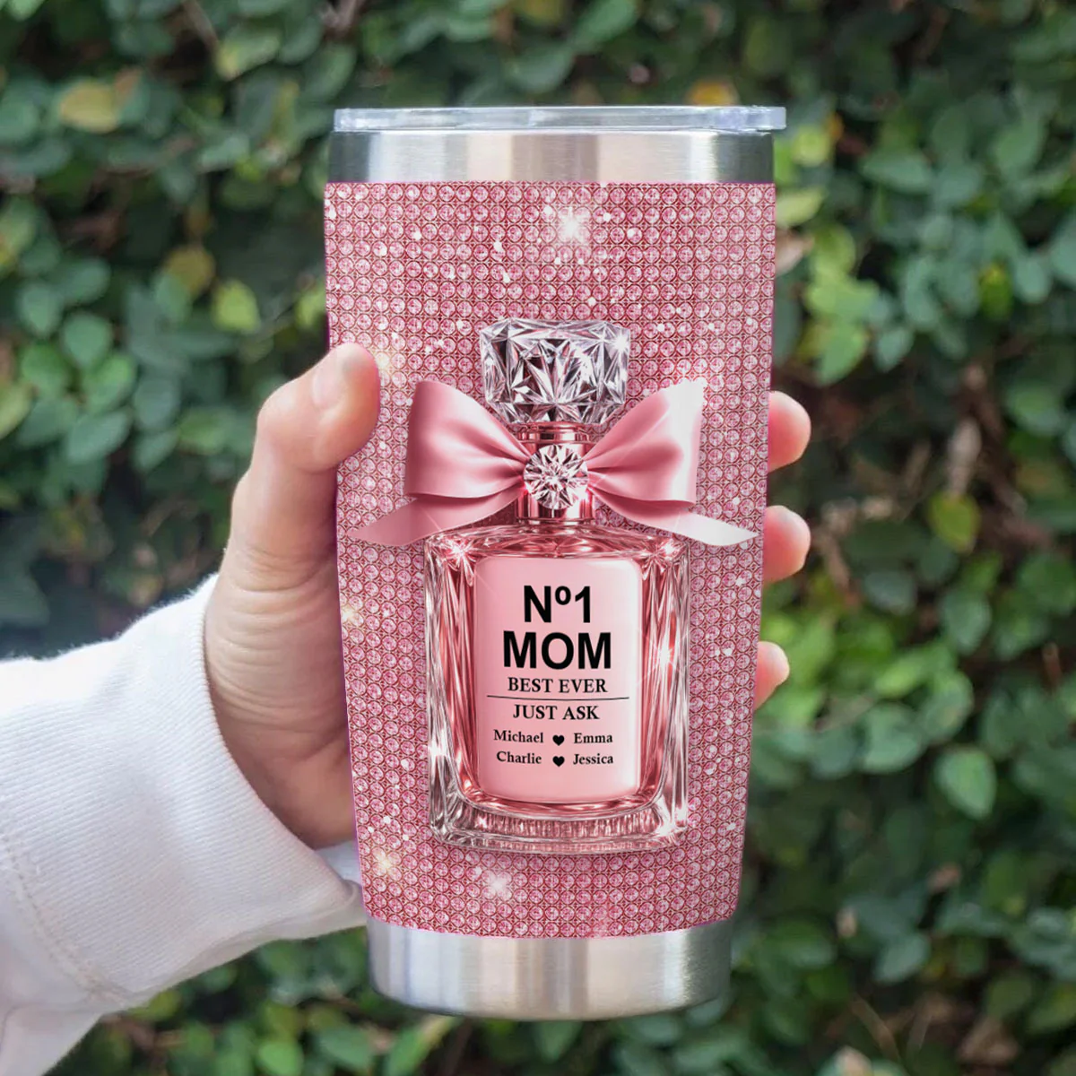 3D Effect Perfume MOM No 1 Best Ever Just Ask Personalized Tumbler, Gift For Mom - Image 3