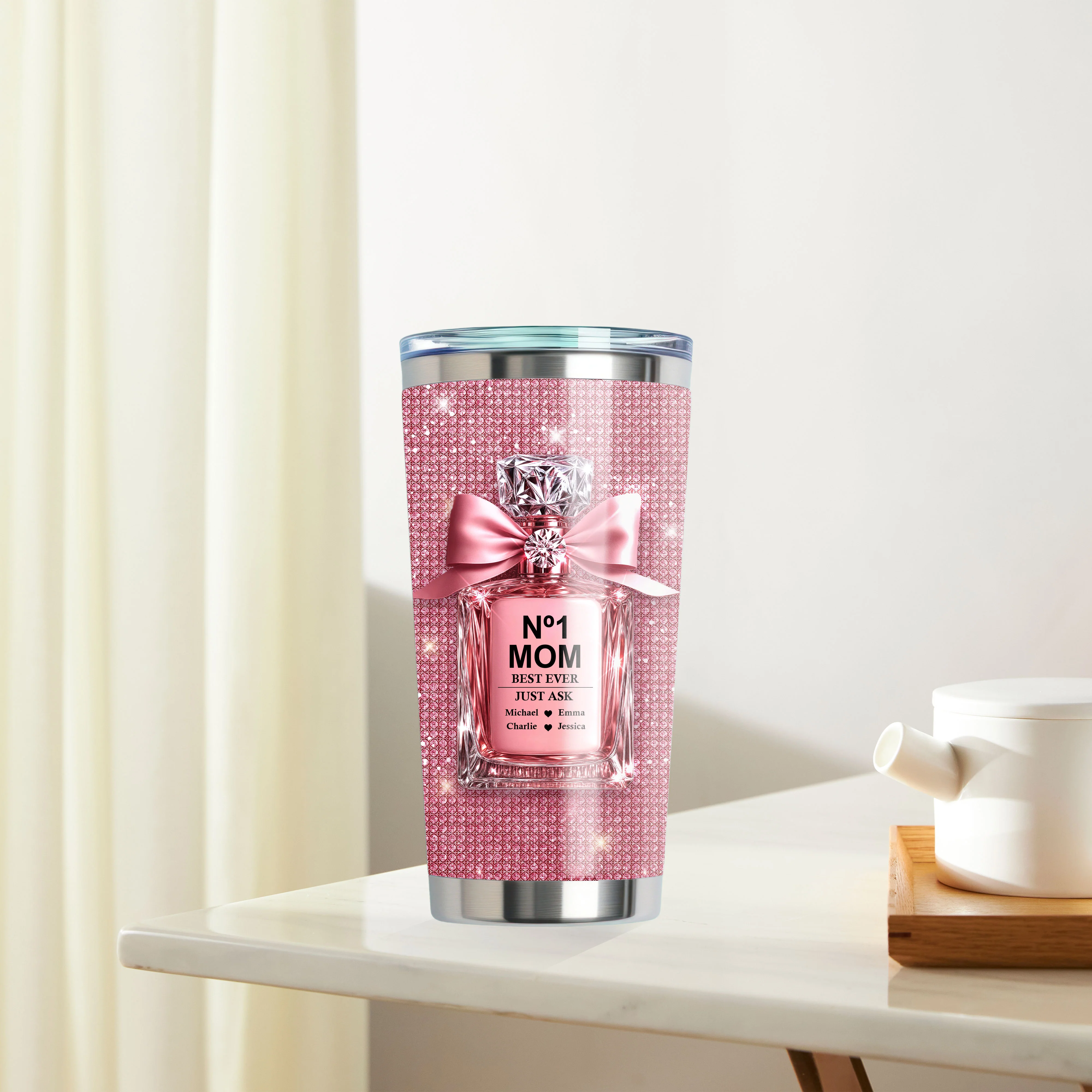 3D Effect Perfume MOM No 1 Best Ever Just Ask Personalized Tumbler, Gift For Mom - Image 7