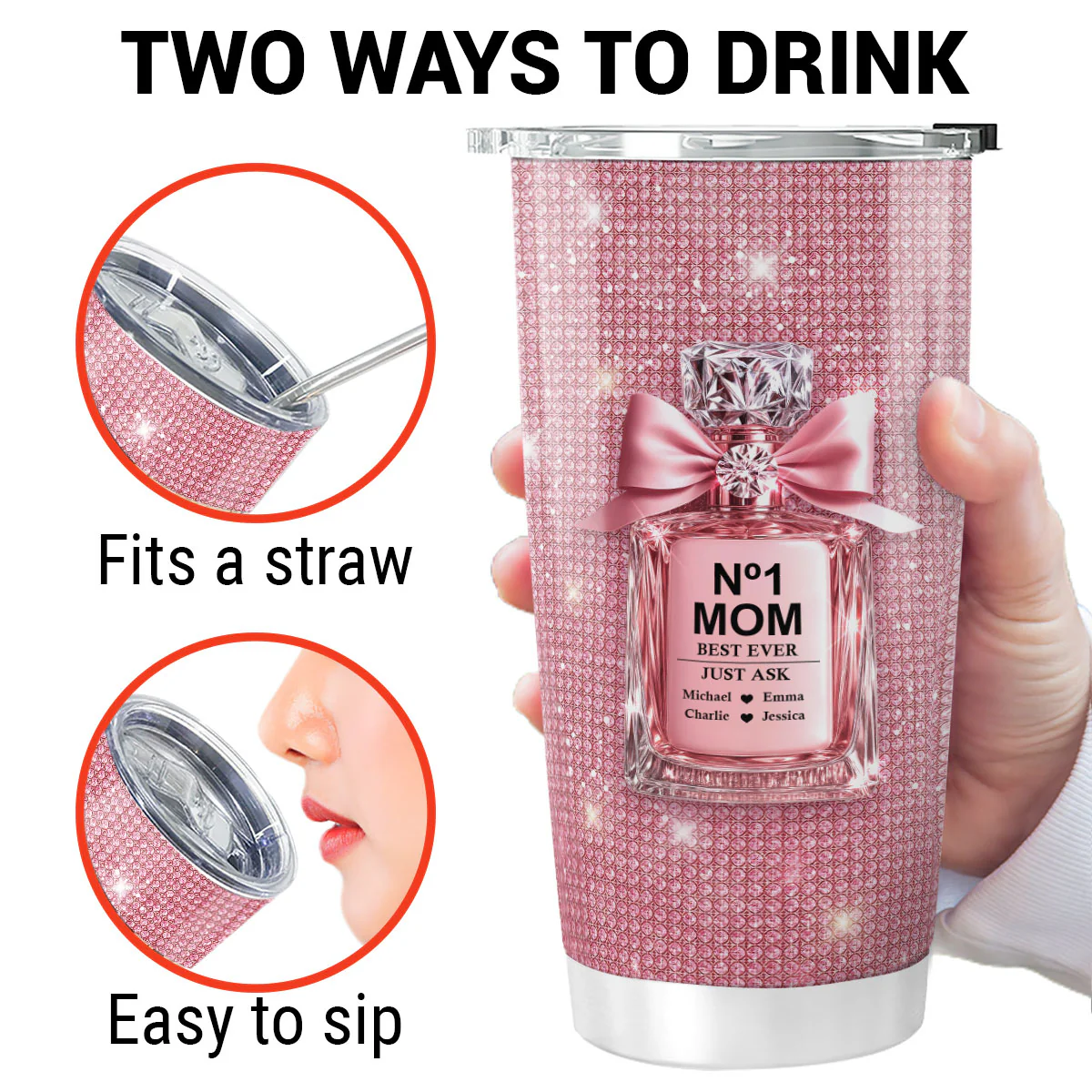 3D Effect Perfume MOM No 1 Best Ever Just Ask Personalized Tumbler, Gift For Mom - Image 8