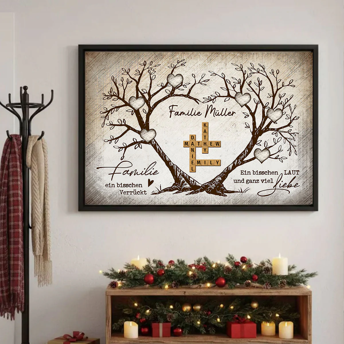 Personalisiertes Familien-Poster – Herzbaum & Kreuzworträtsel – Für immer verbunden – Geschenk für Familie, Mann & Frau - Image 3