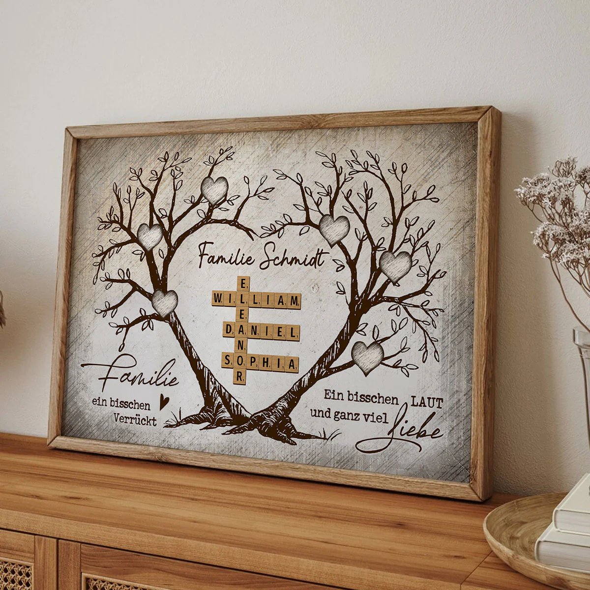 Personalisiertes Familien-Poster – Herzbaum & Kreuzworträtsel – Für immer verbunden – Geschenk für Familie, Mann & Frau - Image 5