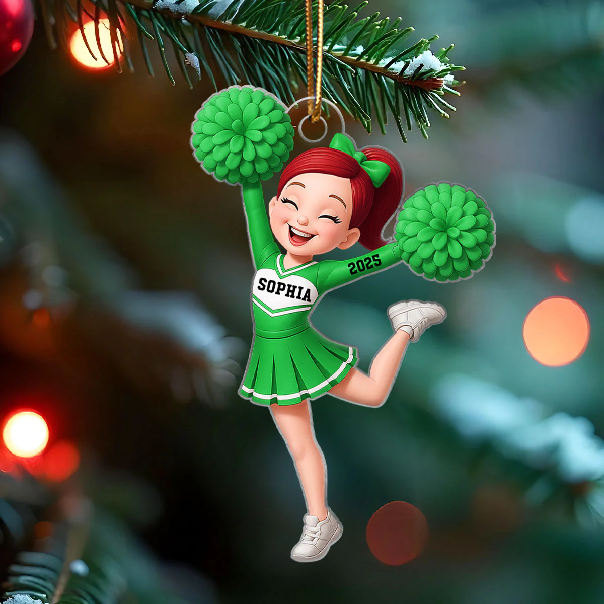 Personalized 3D Effect Cheerleader Girl Personalized Acrylic Ornament, Christmas Gift for Daughter, for Granddaughter - Image 6