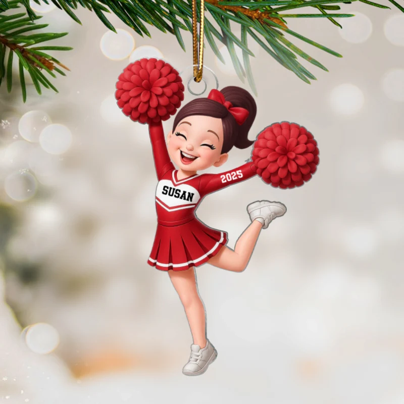 Personalized 3D Effect Cheerleader Girl Personalized Acrylic Ornament, Christmas Gift for Daughter, for Granddaughter - Image 8