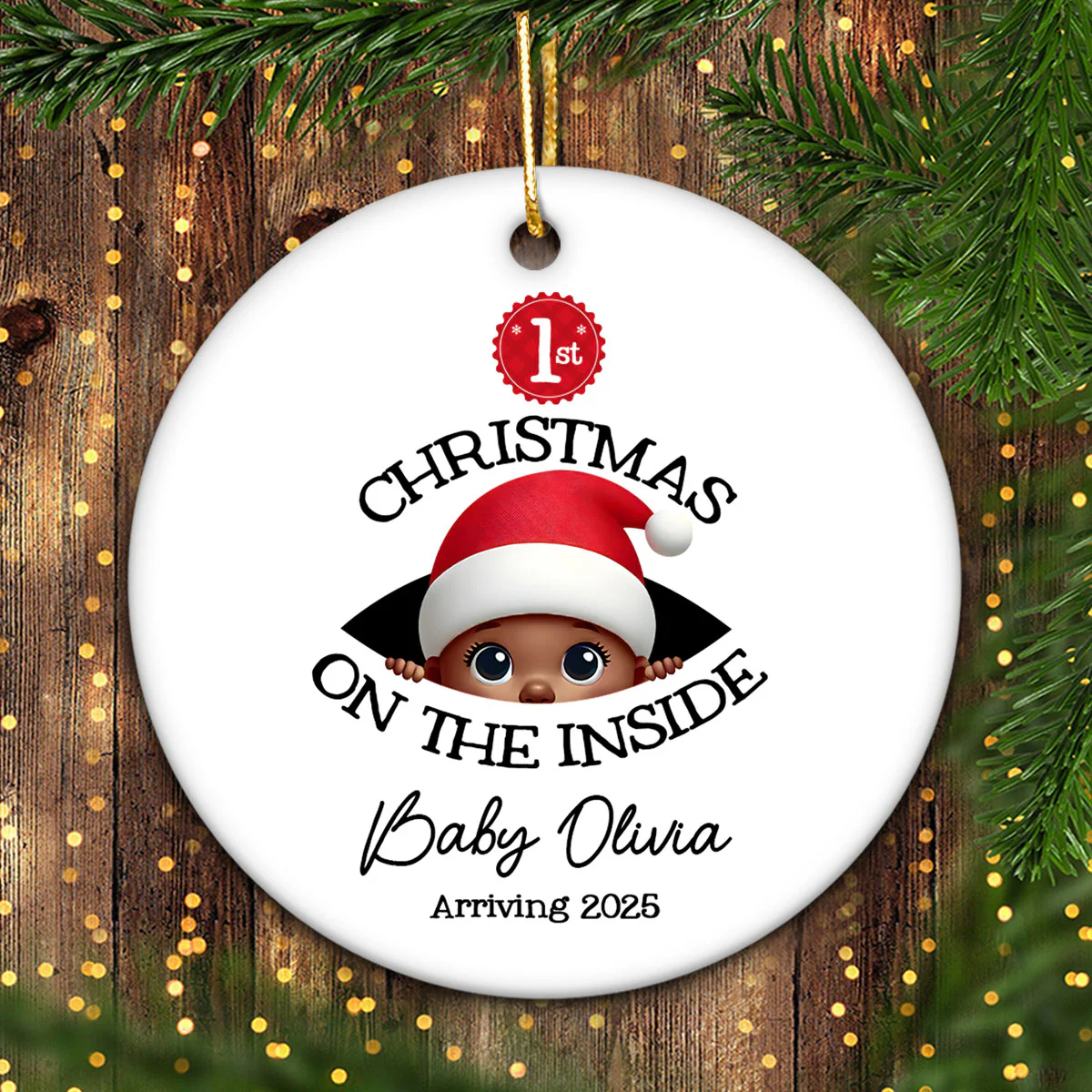 [Custom Skin Tone] Personalized Baby's First Christmas On the Inside Ornament, Custom Pregnancy Reveal Ornament, Expecting Parents
