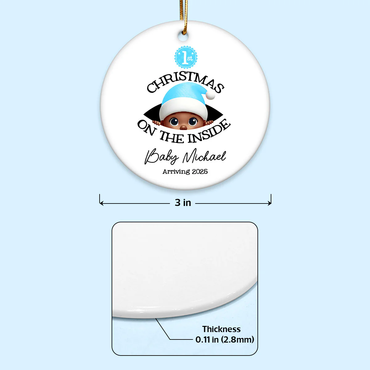 [Custom Skin Tone] Personalized Baby's First Christmas On the Inside Ornament, Custom Pregnancy Reveal Ornament, Expecting Parents - Image 10