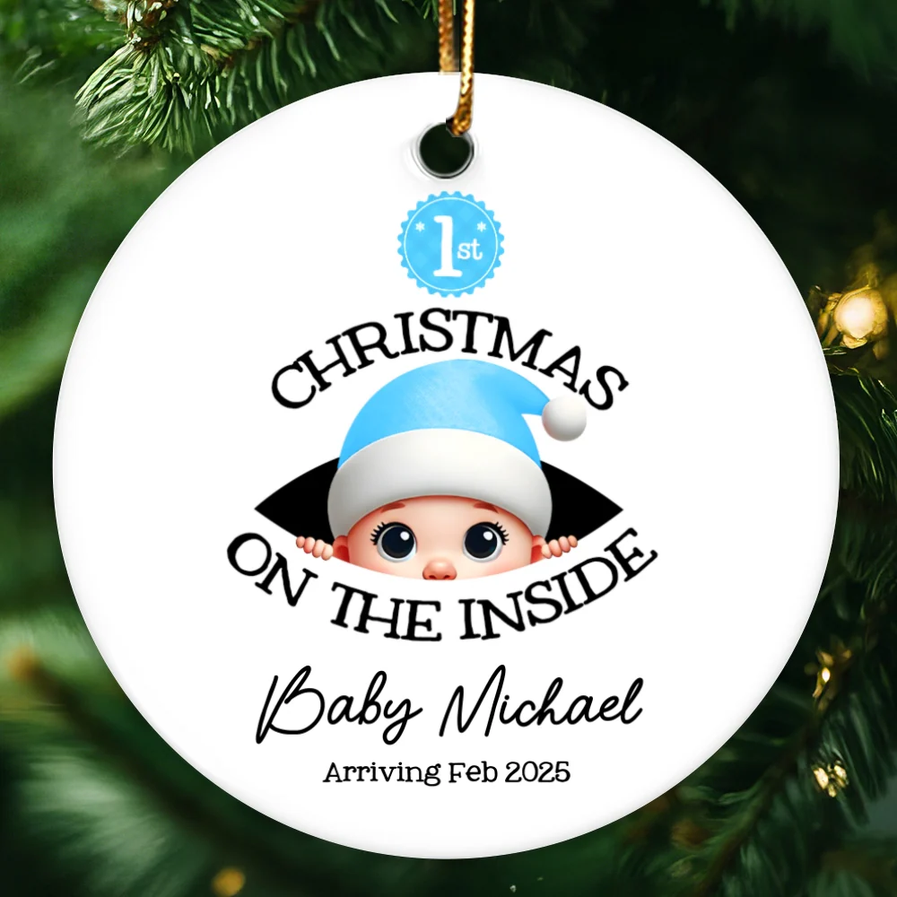 [Custom Skin Tone] Personalized Baby's First Christmas On the Inside Ornament, Custom Pregnancy Reveal Ornament, Expecting Parents - Image 12
