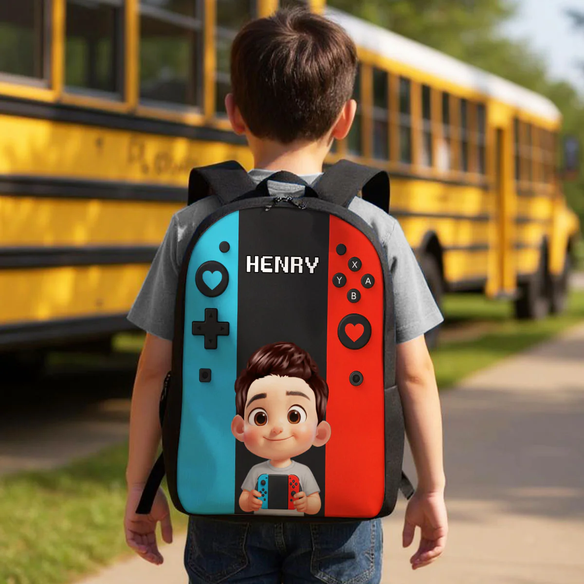 Personalized Gamer Backpack for Boys Girls, Back to School Backpack for Kids (Kid's Name is Optional) - Image 4