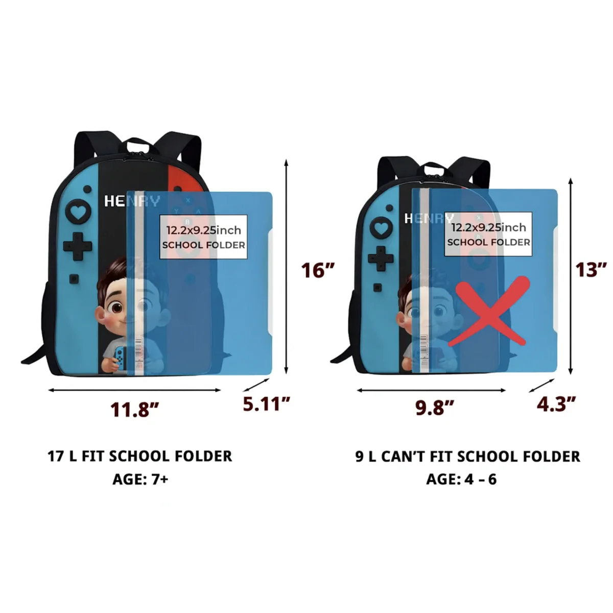 Gamer Design for Boys Girls - Personalized Backpack - Image 2
