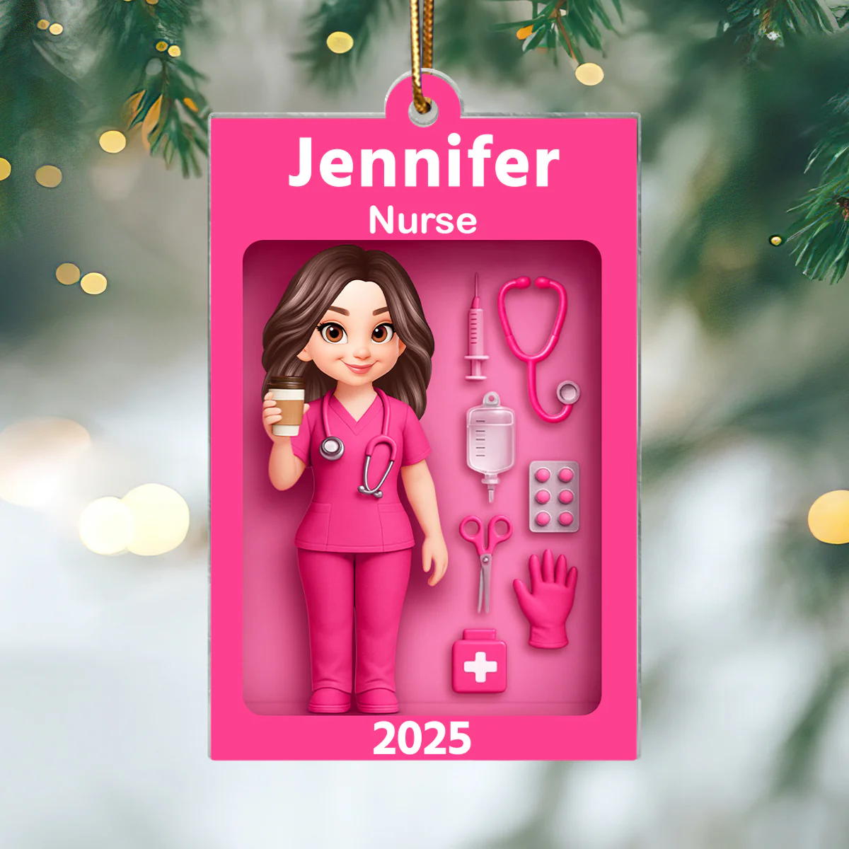 Personalized Nurse In Toy Box 3D Acrylic Ornament, Special Christmas Gift For Nurse, For Co-workers - Image 2