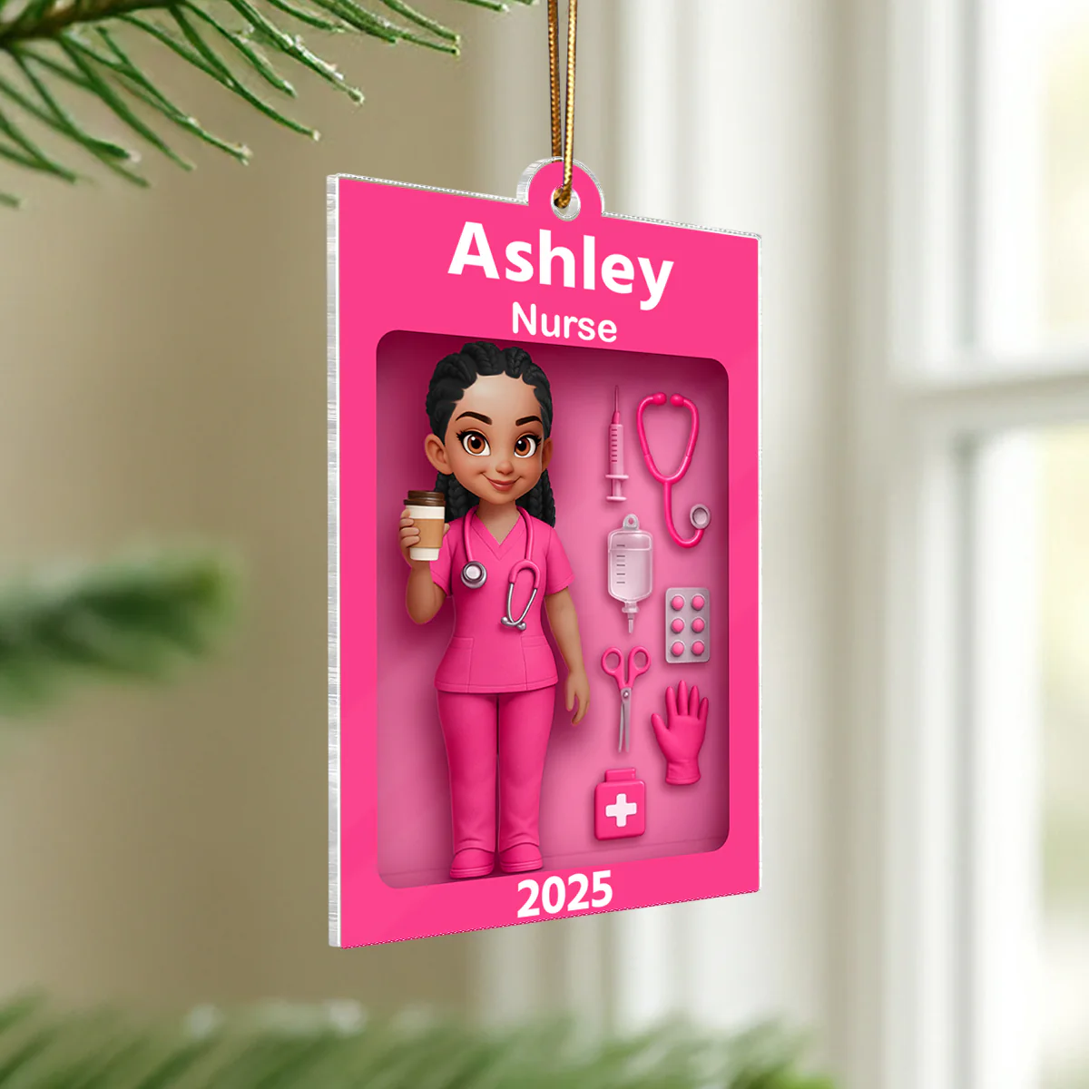 Personalized Nurse In Toy Box 3D Acrylic Ornament, Special Christmas Gift For Nurse, For Co-workers - Image 4