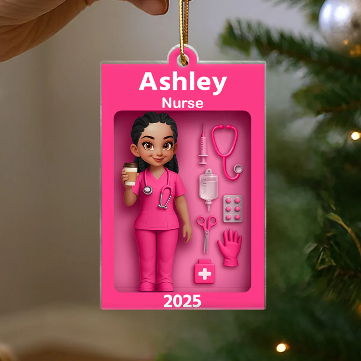 Personalized Nurse In Toy Box 3D Acrylic Ornament, Special Christmas Gift For Nurse, For Co-workers - Image 8
