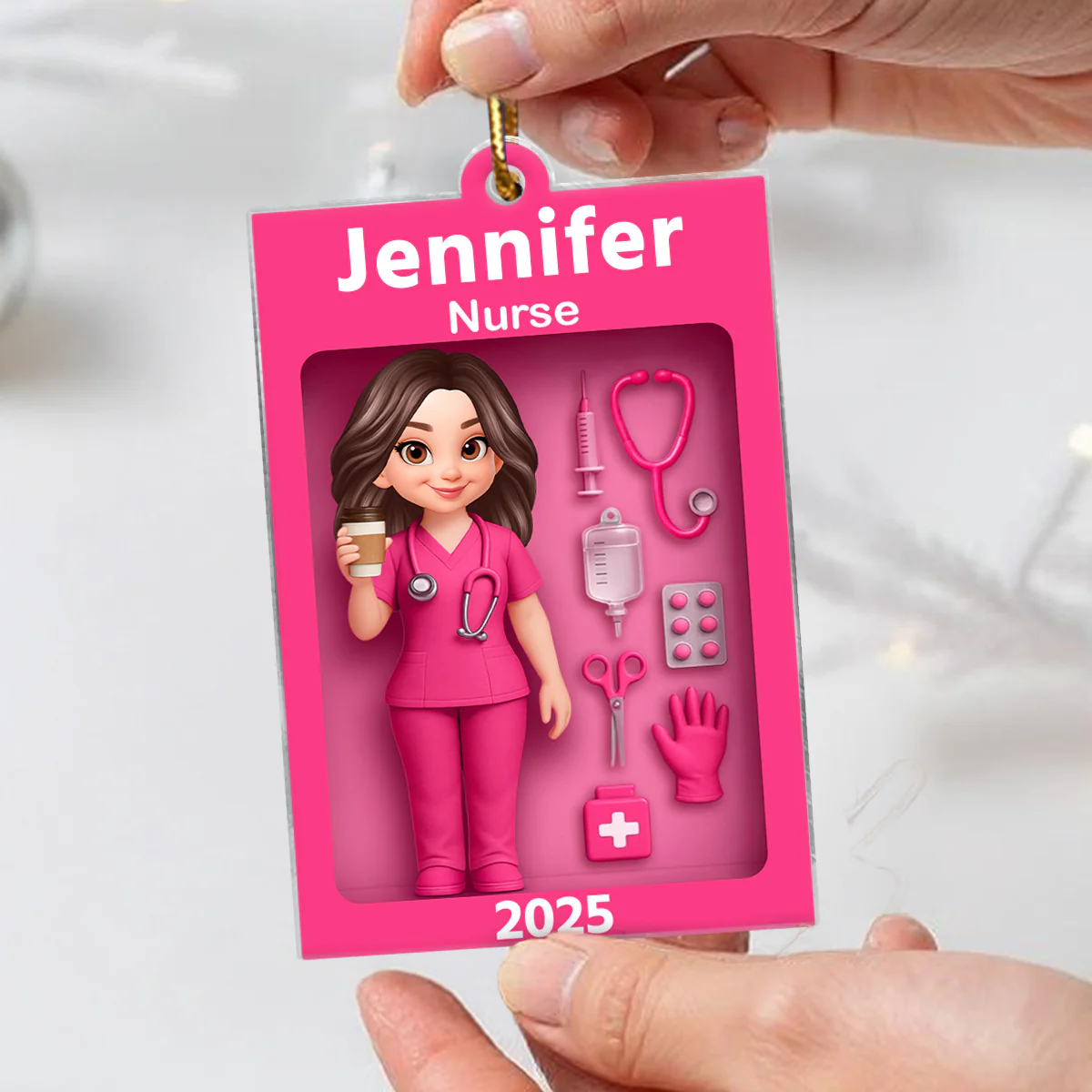 Personalized Nurse In Toy Box 3D Acrylic Ornament, Special Christmas Gift For Nurse, For Co-workers - Image 2