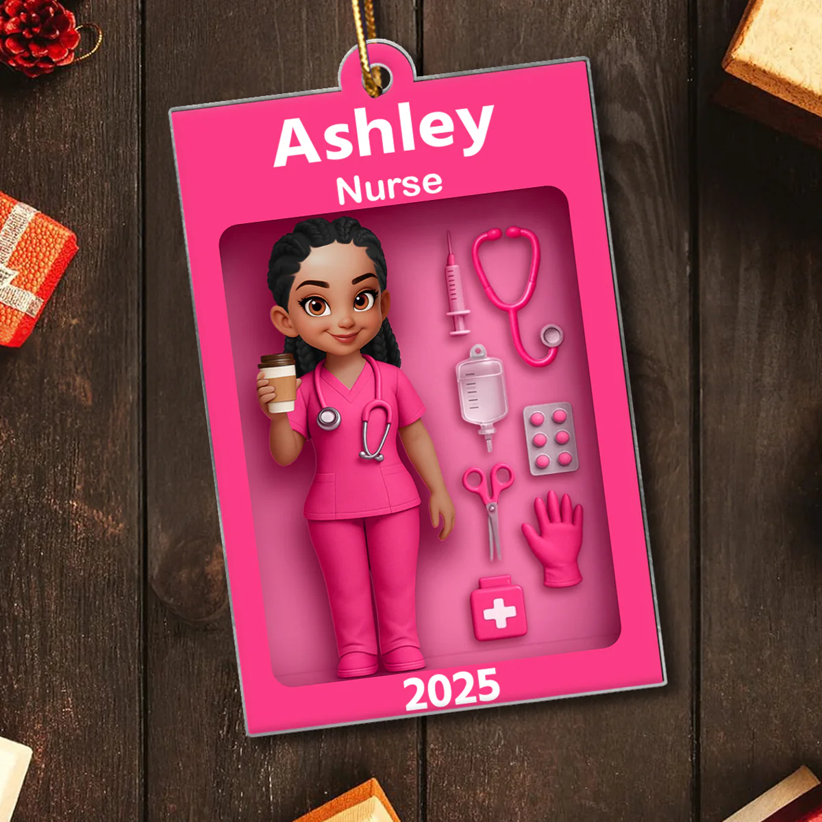 Personalized Nurse In Toy Box 3D Acrylic Ornament, Special Christmas Gift For Nurse, For Co-workers - Image 5