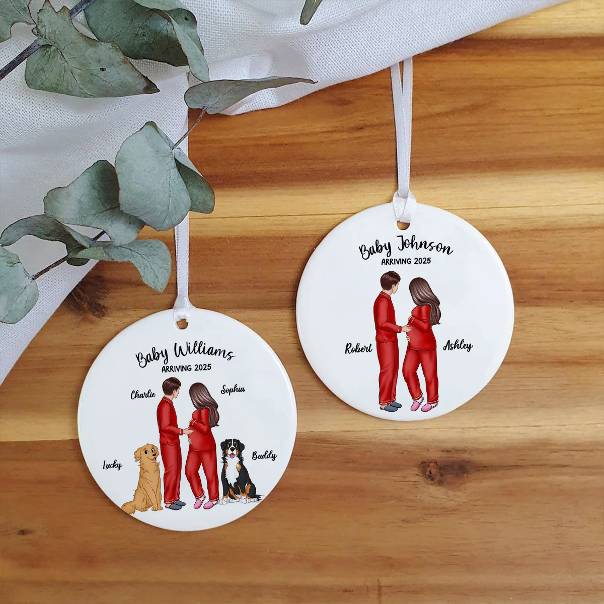 Expecting Parents Christmas Pregnancy - Personalized Ornament - Christmas Gift - Image 3