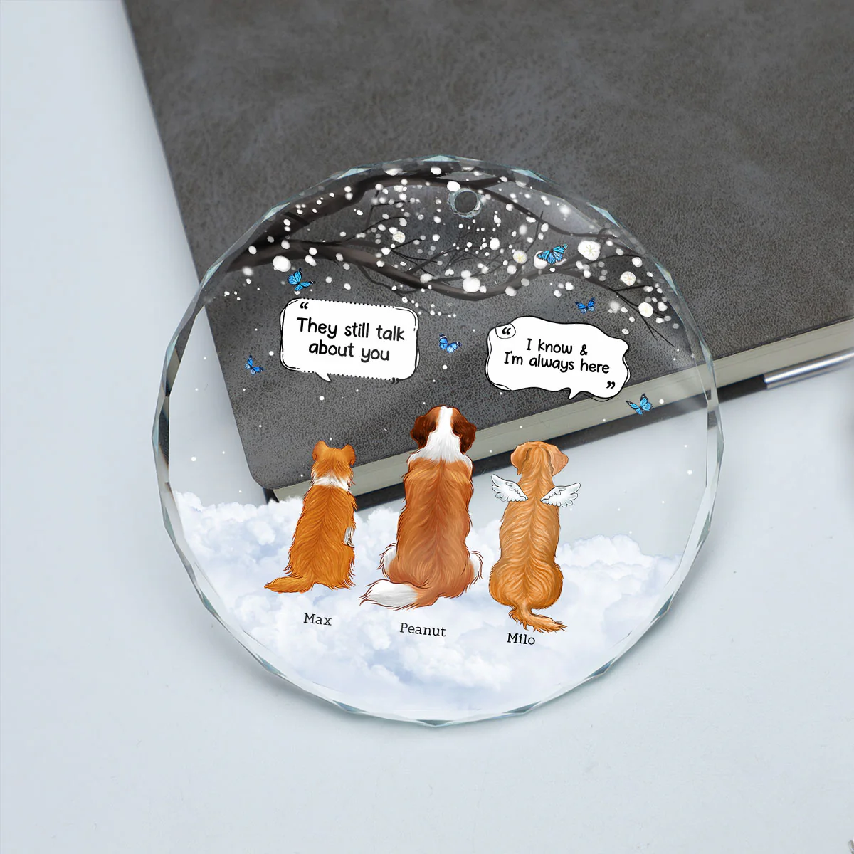 Pet Dog Cat Memorial Keepsake Sympathy Gift Personalized Glass Ornament - Image 4