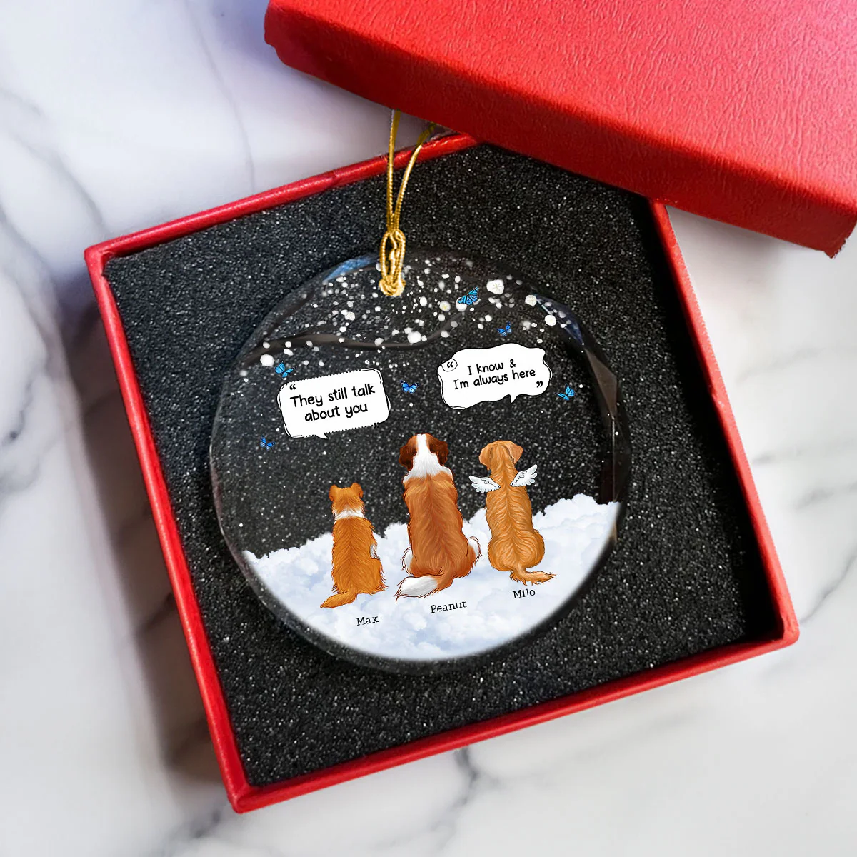 Pet Dog Cat Memorial Keepsake Sympathy Gift Personalized Glass Ornament - Image 6