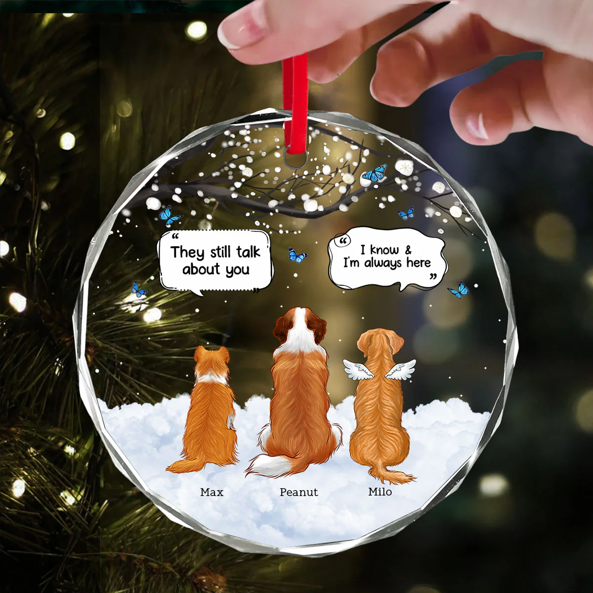 Pet Dog Cat Memorial Keepsake Sympathy Gift Personalized Glass Ornament - Image 8
