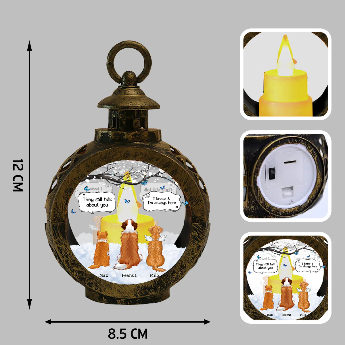 Pet Dog Cat Memorial Keepsake Sympathy Gift Personalized Lantern Ornament - Image 8