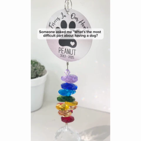 Pet Dog Memorial Forever In Our Hearts Personalized Crystal Suncatcher With Aluminum Charm - Image 2