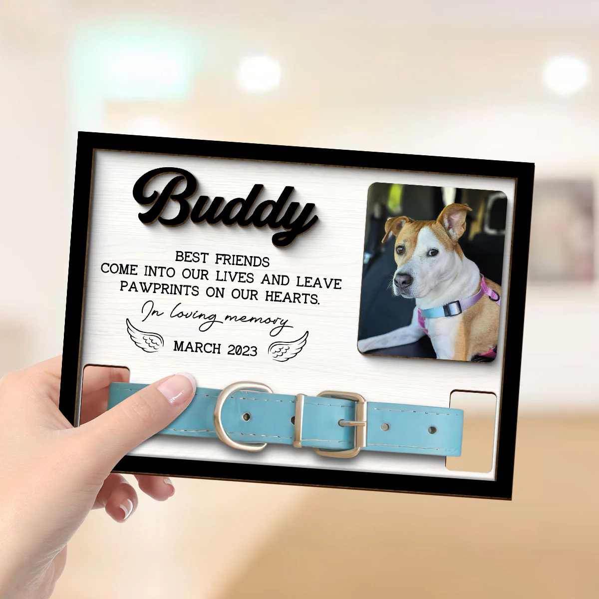 Pet Loss Dog Cat Photo Memorial Remembrance Gift Pet Collar Keepsake Personalized Wooden Pet Collar Holder - Image 4