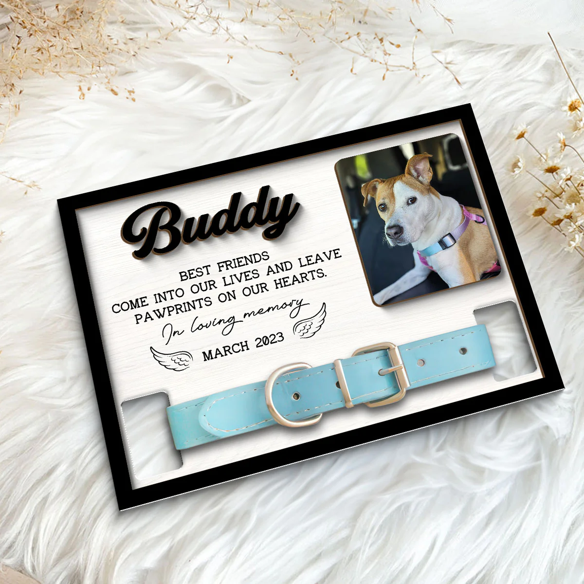 Pet Loss Dog Cat Photo Memorial Remembrance Gift Pet Collar Keepsake Personalized Wooden Pet Collar Holder - Image 5