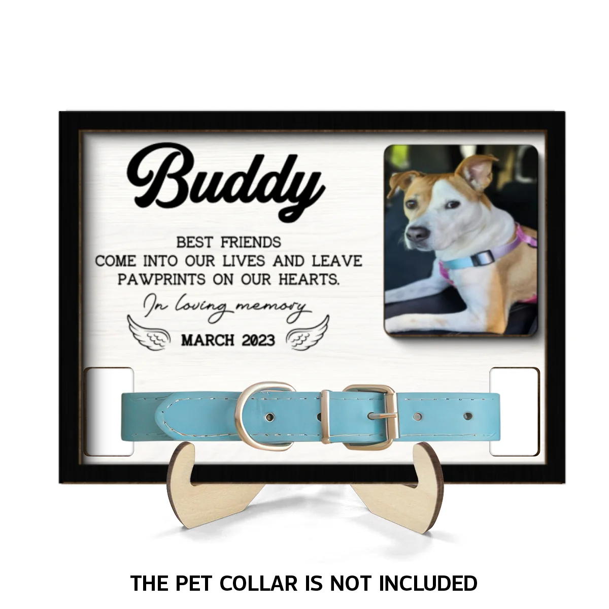 Pet Loss Dog Cat Photo Memorial Remembrance Gift Pet Collar Keepsake Personalized Wooden Pet Collar Holder - Image 8