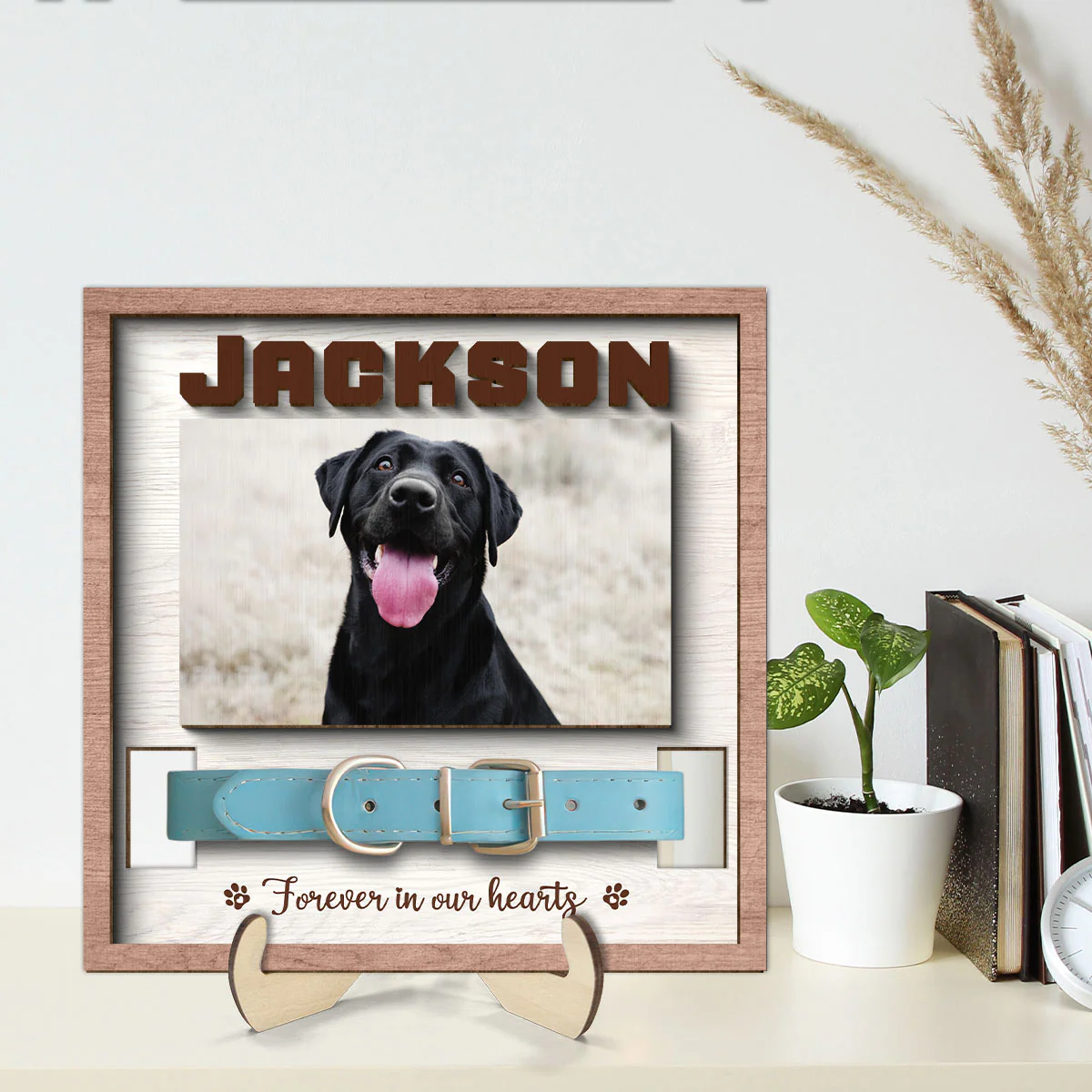 Pet Loss Pet Memorial Remembrance Gift Pet Collar Keepsake Photo Inserted Personalized Wooden Pet Collar Holder - Image 2