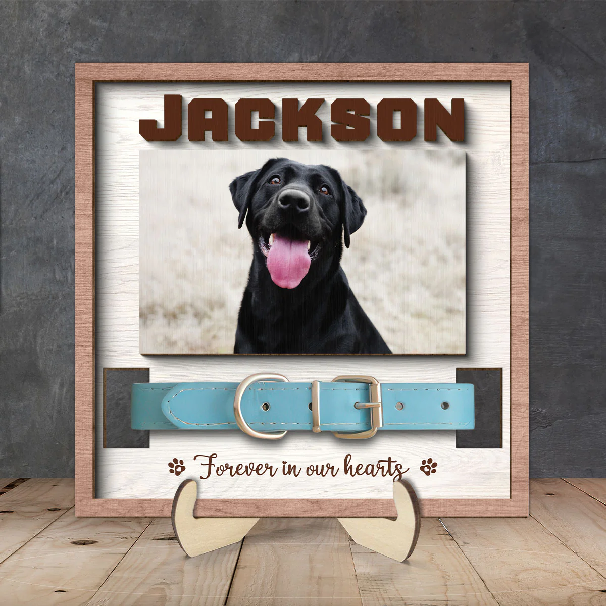 Pet Loss Pet Memorial Remembrance Gift Pet Collar Keepsake Photo Inserted Personalized Wooden Pet Collar Holder - Image 8