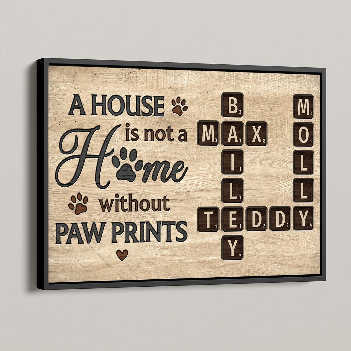 Pet Lover Home Decor Home With Paw Prints Crossword Puzzle Art Personalized Poster