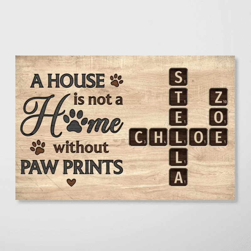 Pet Lover Home Decor Home With Paw Prints Crossword Puzzle Art Personalized Poster - Image 13