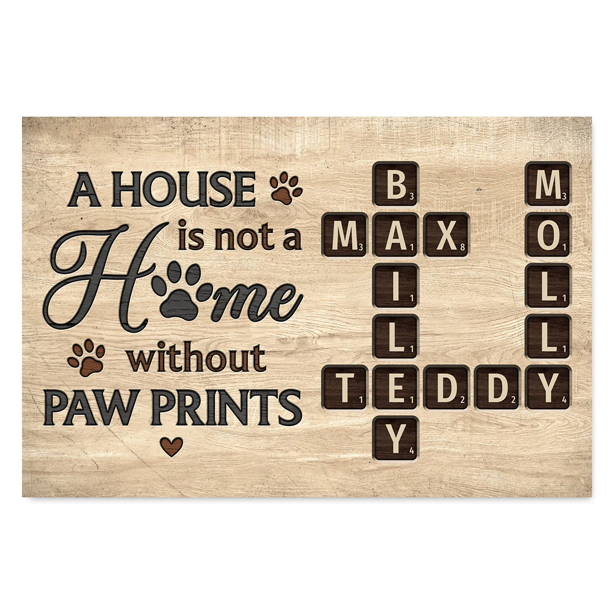 Pet Lover Home Decor Home With Paw Prints Crossword Puzzle Art Personalized Poster - Image 2