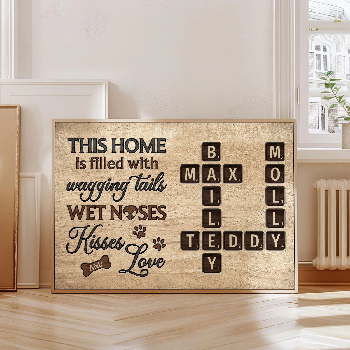 Pet Lover Home Decor Home With Paw Prints Crossword Puzzle Art Personalized Poster - Image 6