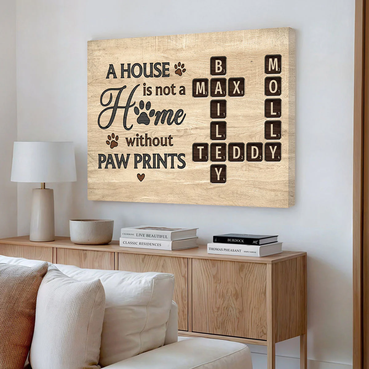 Pet Lover Home Decor Home With Paw Prints Crossword Puzzle Art Personalized Canvas - Image 10