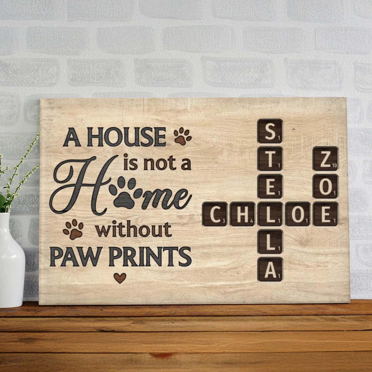Pet Lover Home Decor Home With Paw Prints Crossword Puzzle Art Personalized Canvas - Image 11